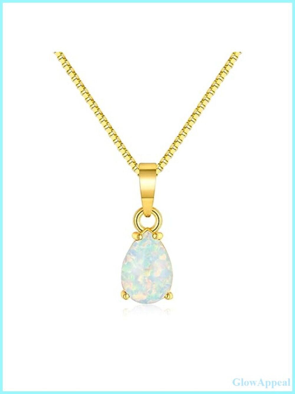 Opal Teardrop Pendant Necklace 14K Yellow Gold Plated 18in Box Chain